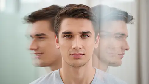 Многократный портрет с разными эмоциями мужчины.